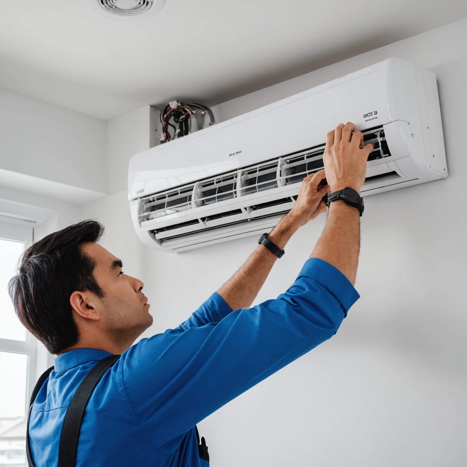 Juruteknik FieldPro sedang menservis unit aircond