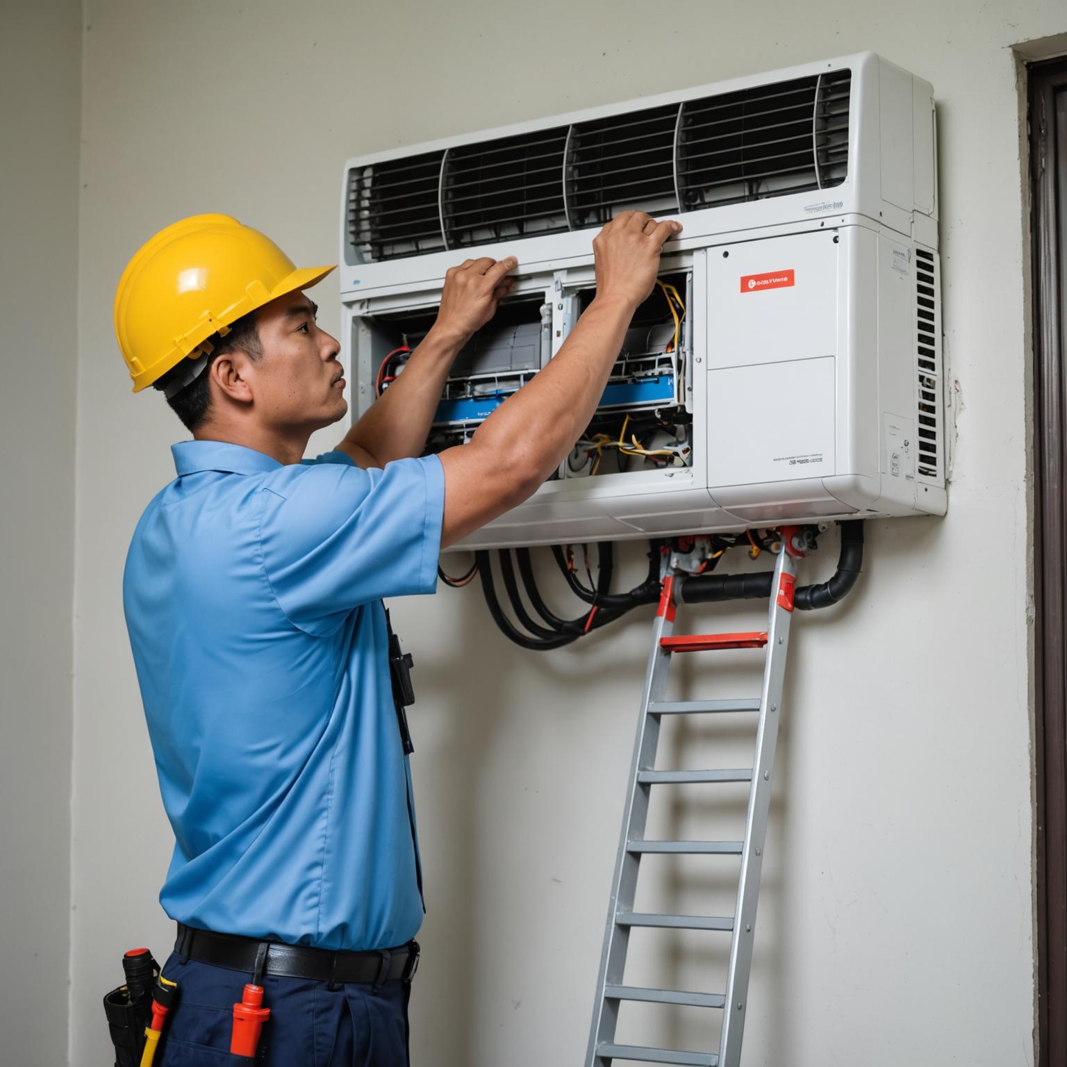 Juruteknik FieldPro sedang menjalankan servis